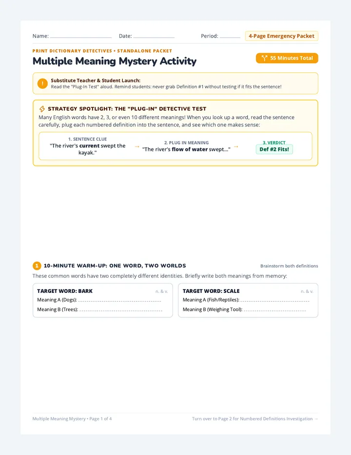 Multiple Meaning Mystery Activity