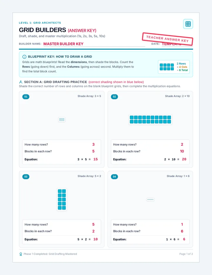 Grid Builders Answer Key