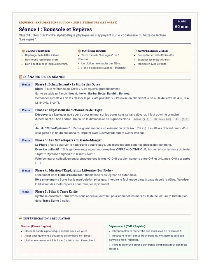 Boussole Reperes Fiche de Preparation