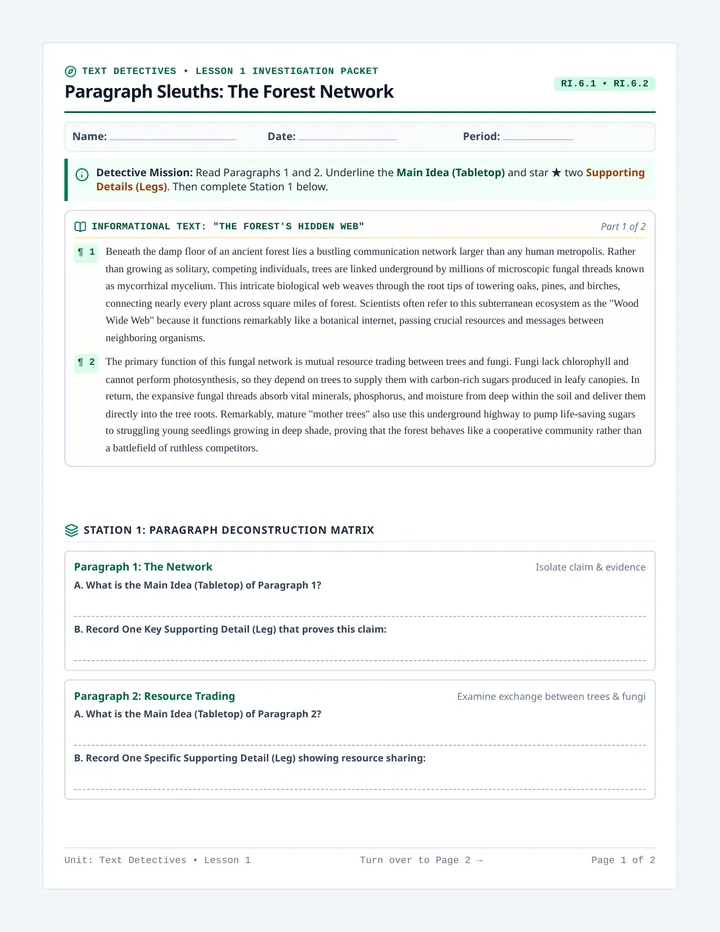 Forest Web Analysis Worksheet