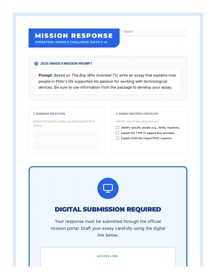 Grade 6 Mission Worksheet Digital