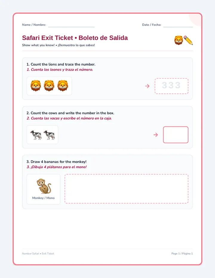 Safari Exit Ticket