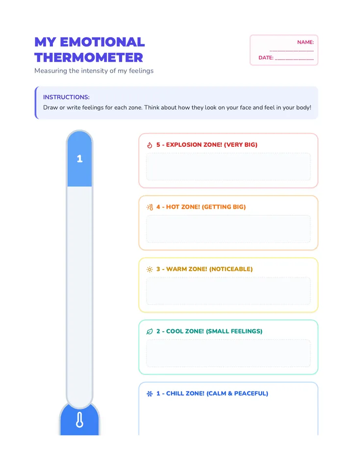 My Emotional Thermometer Activity Sheet