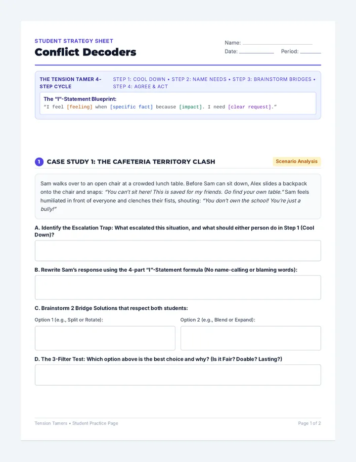Conflict Decoders Worksheet