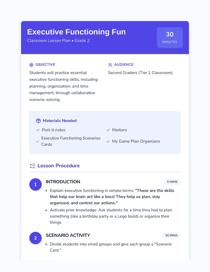 Executive Functioning Fun • Lesson • Lenny.com