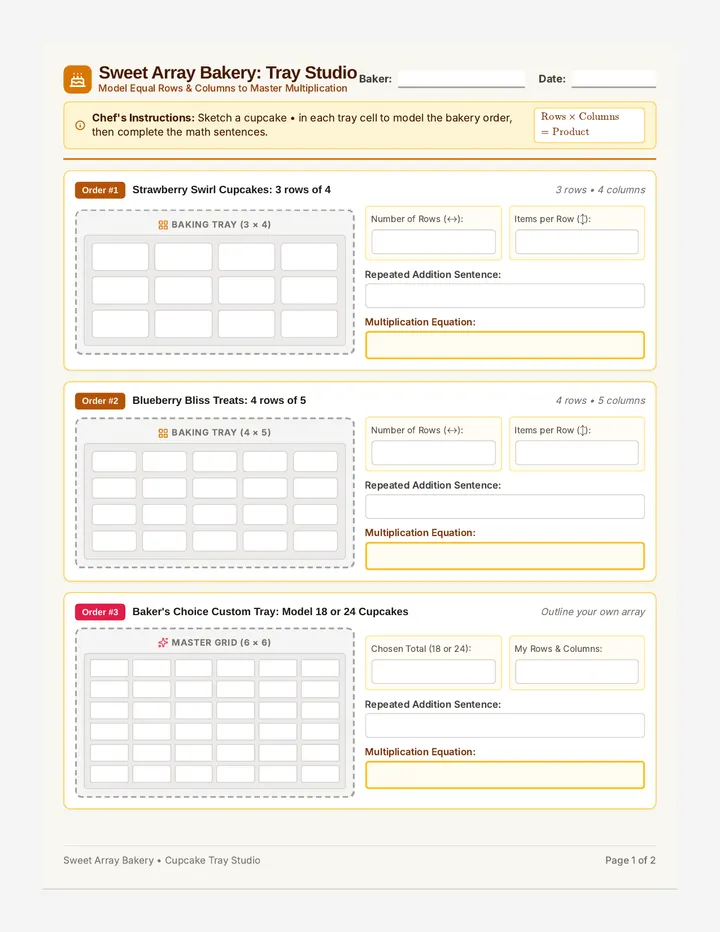 Cupcake Trays Activity Sheet