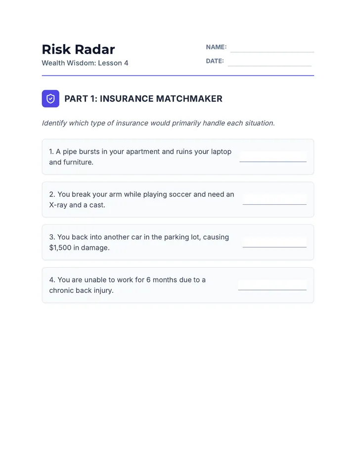 Risk Radar Worksheet