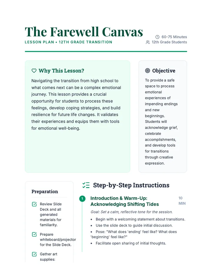 The Farewell Canvas Lesson Plan