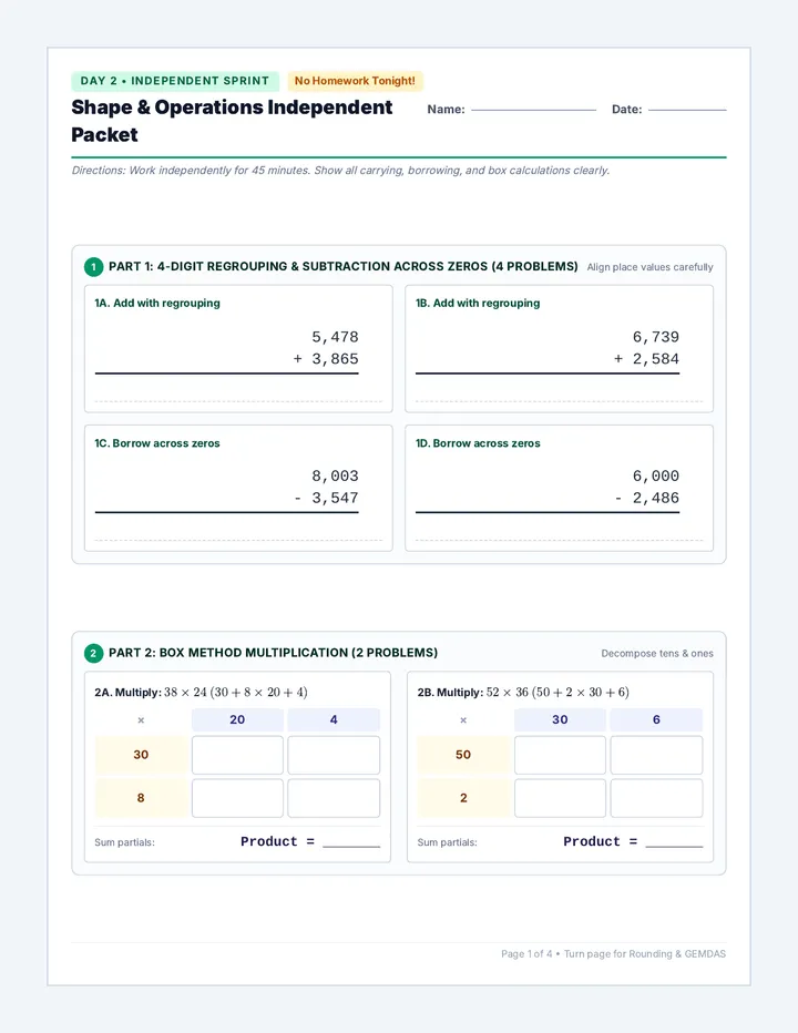 Shape Solve Independent Worksheet
