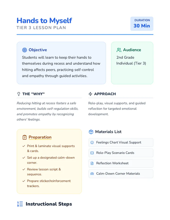 Hands To Myself Lesson Plan