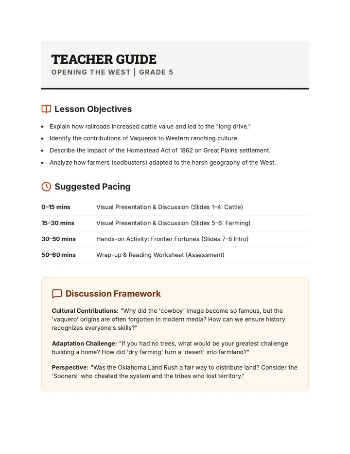 Trail Boss Teacher Guide