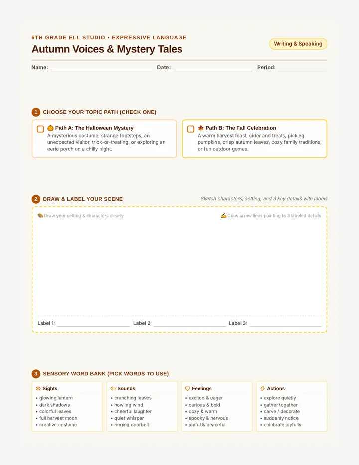 Autumn Voices Activity Sheet