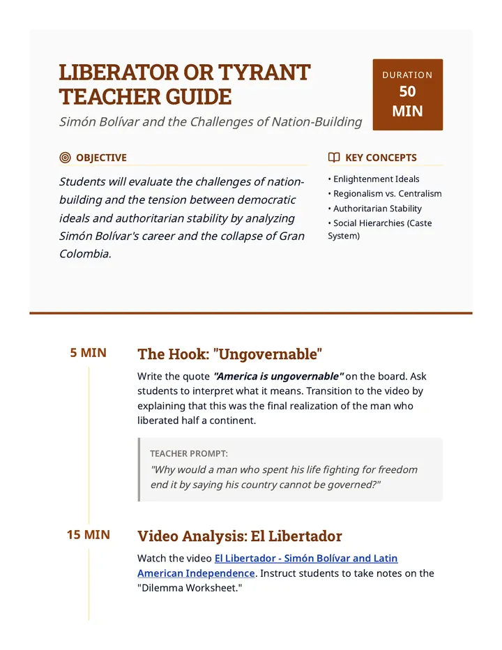 Liberator Teacher Guide