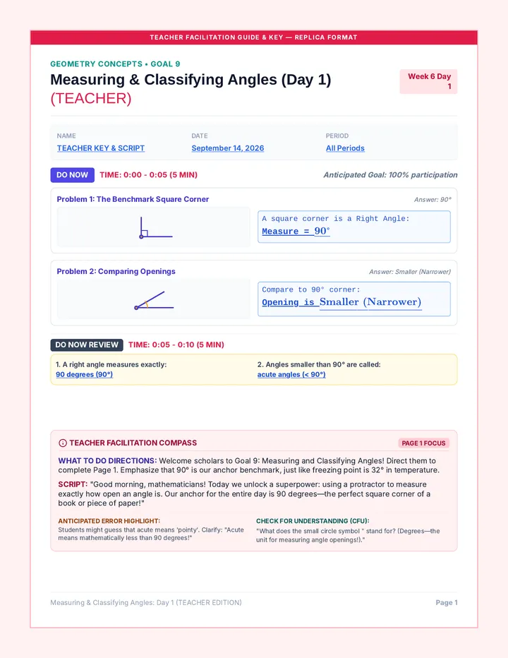 Angle Measuring Day 1 Teacher Packet