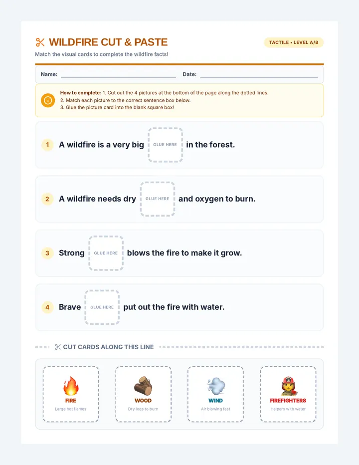Wildfire Cut and Paste Activity