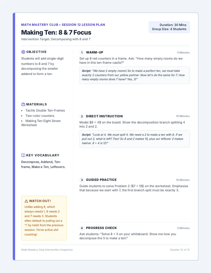 Making Ten Eight Seven Plan