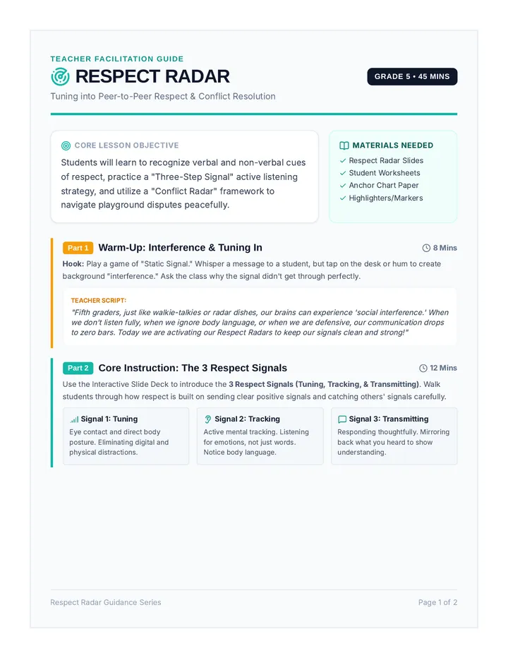 Respect Radar Lesson Plan