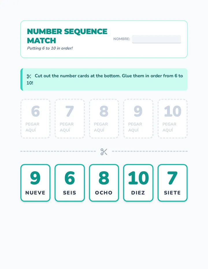 Number Sequence Activity 6-10