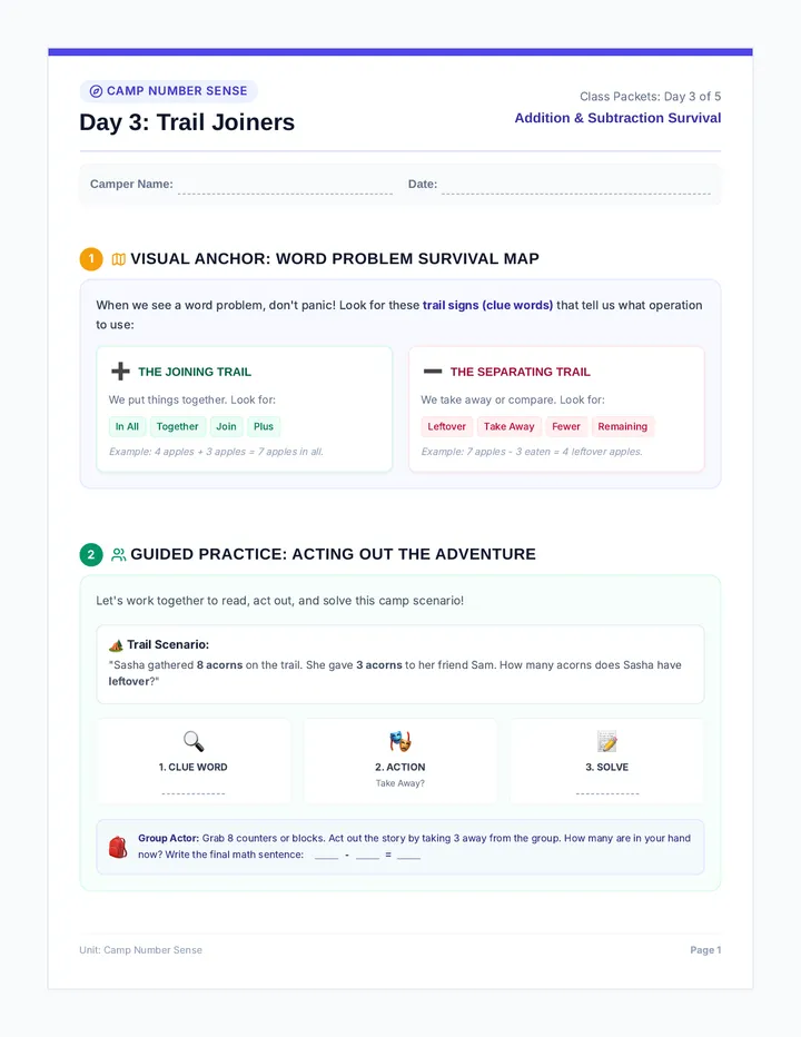 Trail Joiners Worksheet