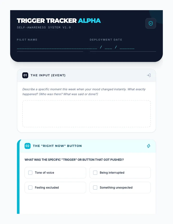 Trigger Tracker Worksheet Project