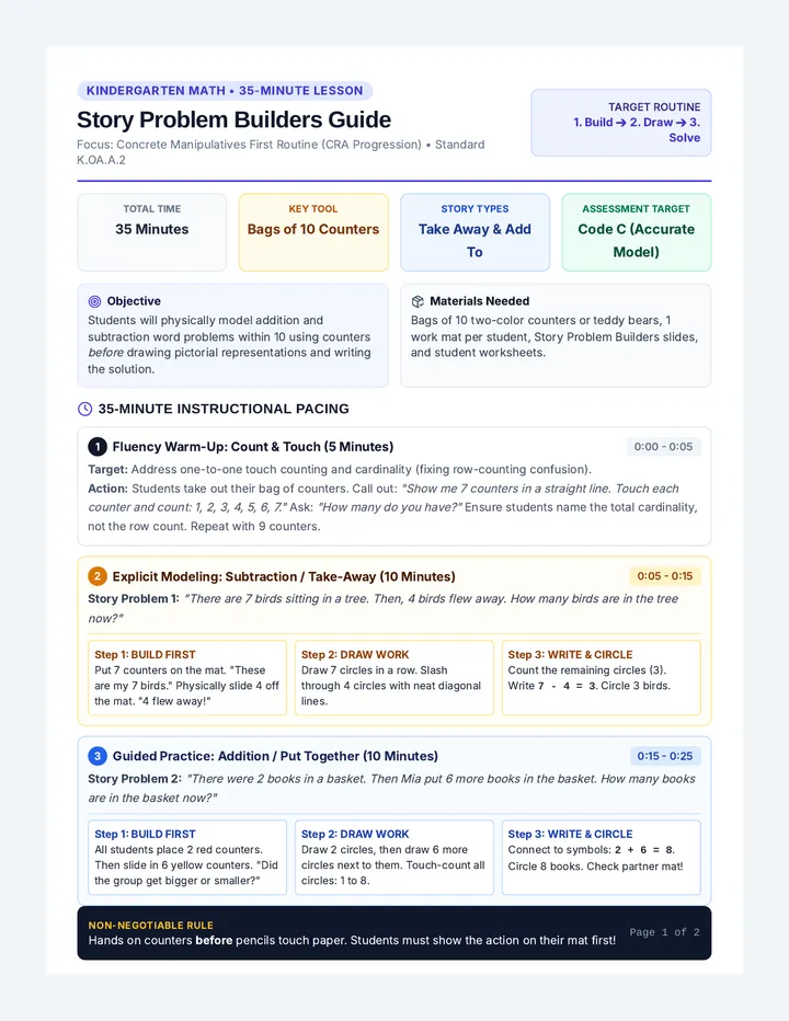 Story Problem Builders Teacher Guide