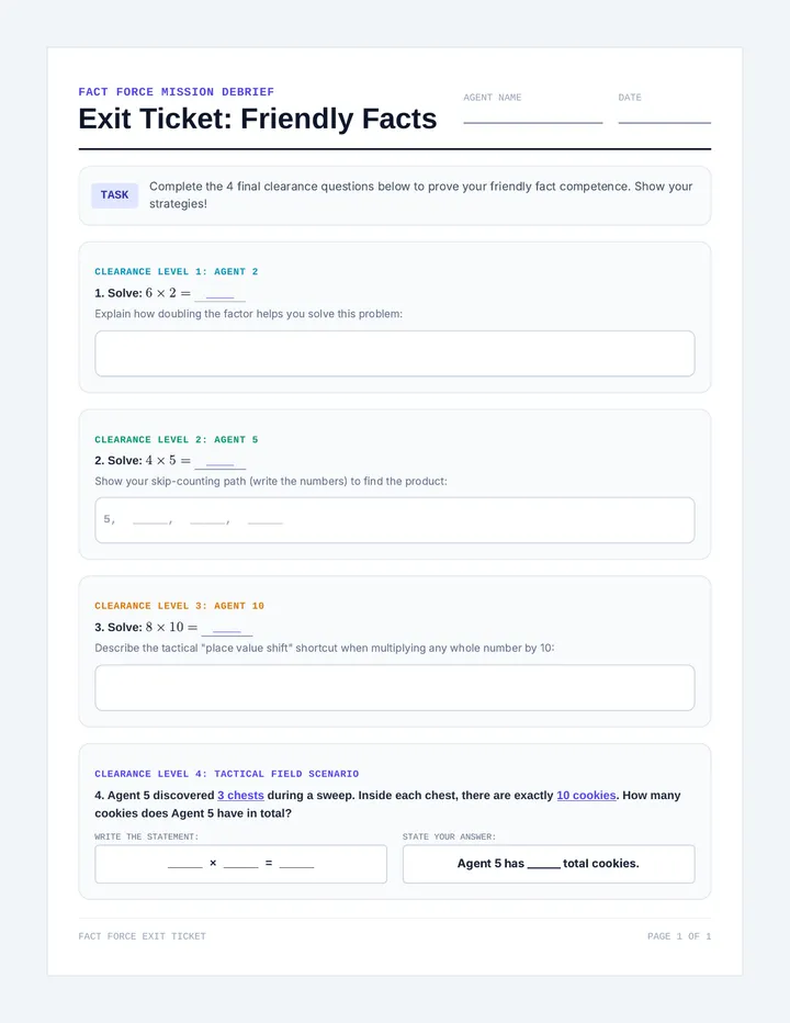 Friendly Facts Exit Ticket