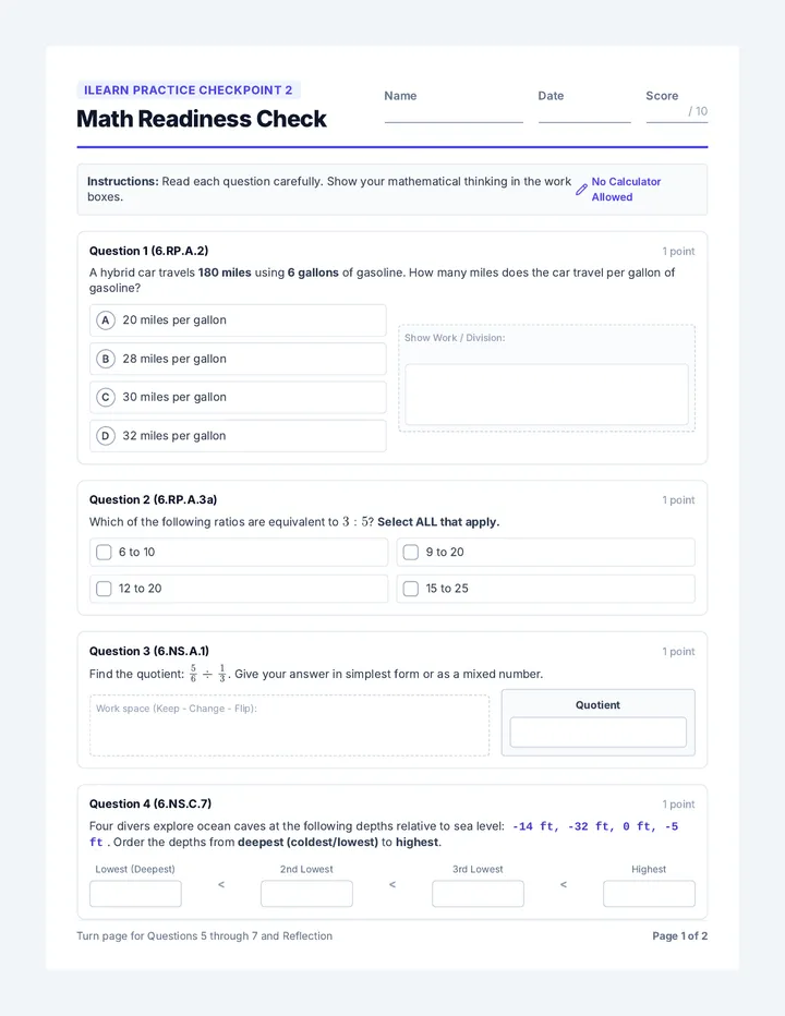 Targeted Checkpoint Mini Assessment