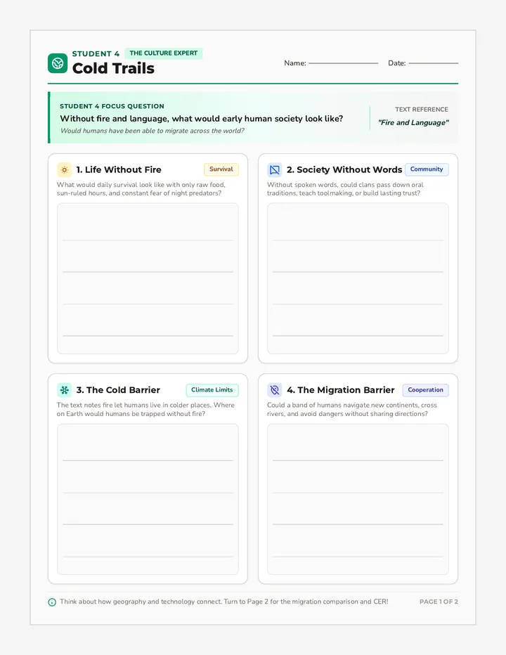 Cold Trails Graphic Organizer