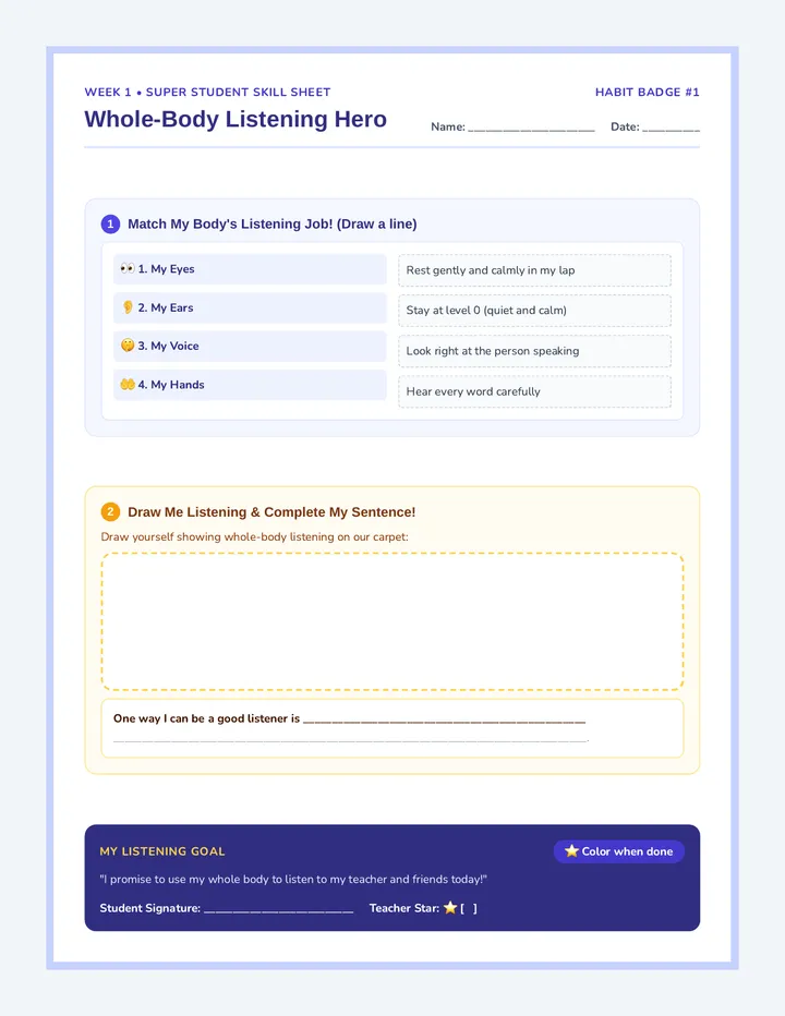 Whole Body Listening Activity