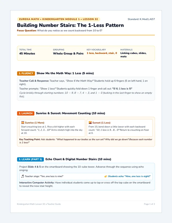Number Stairs Lesson Plan