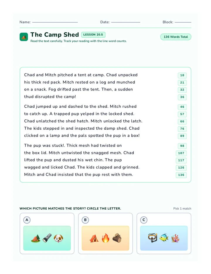 Whale Will Decodable Worksheet
