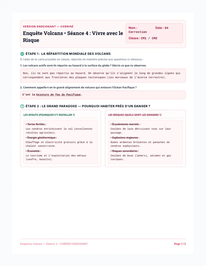 Corrigé Volcans Séance 4