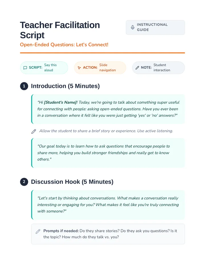 Let's Connect Teacher Script