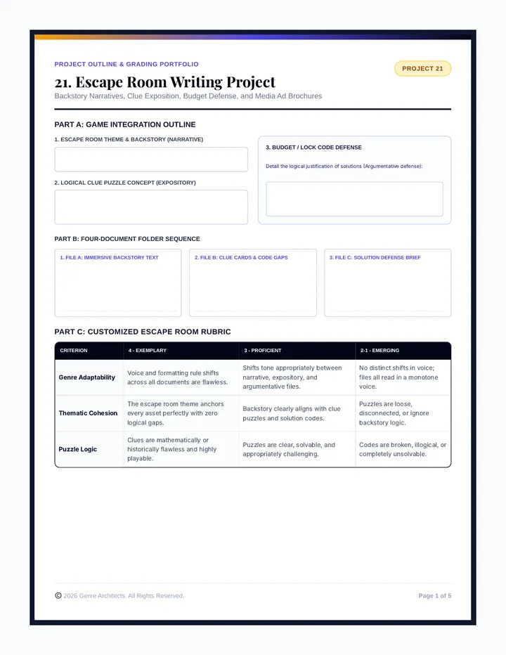 Multi Genre Project Outlines and Rubrics