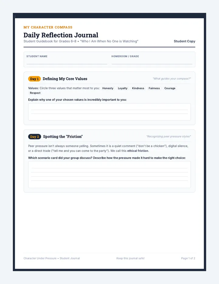 Integrity Student Daily Journal