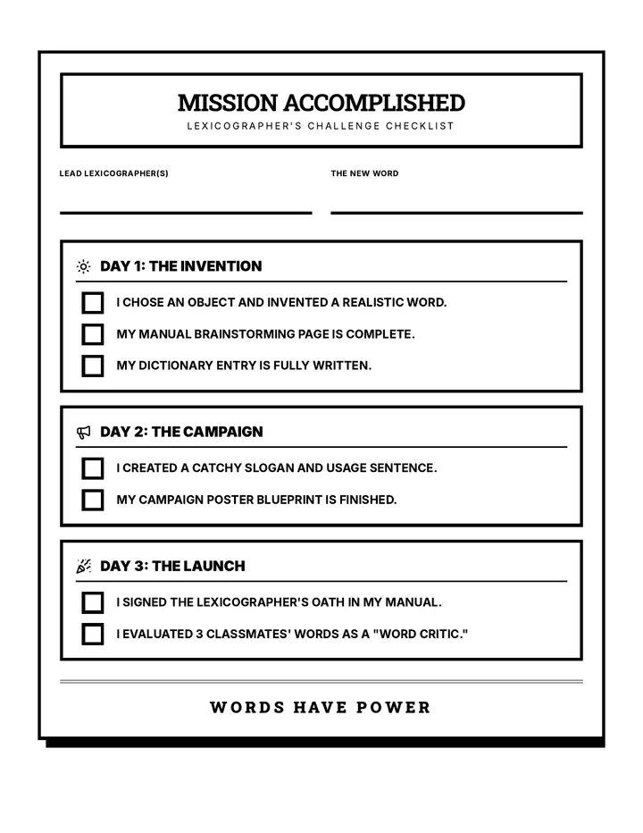 Mission Accomplished Checklist