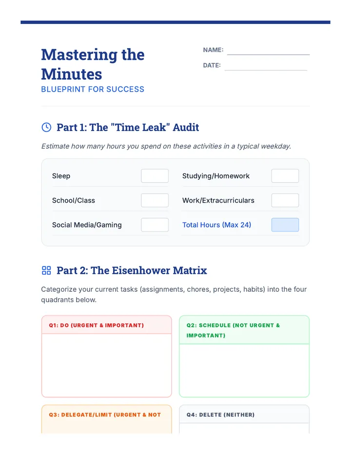 Mastering Minutes Worksheet