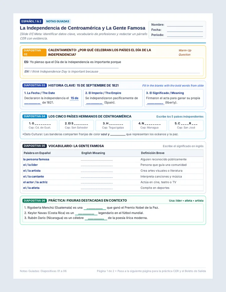 Central America Guided Notes