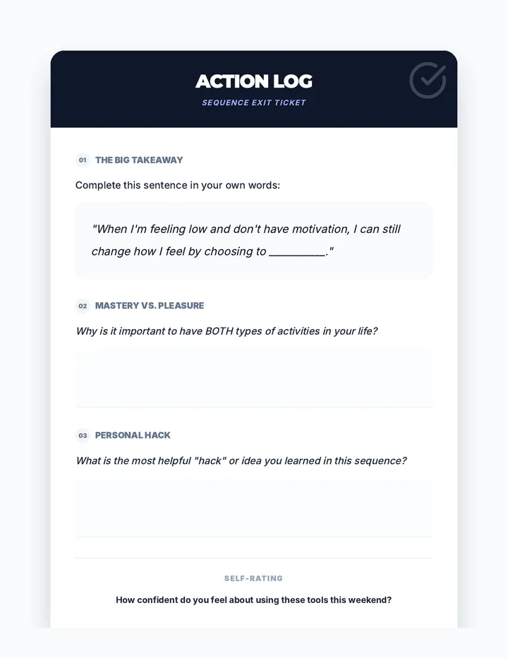 Action Log Exit Ticket