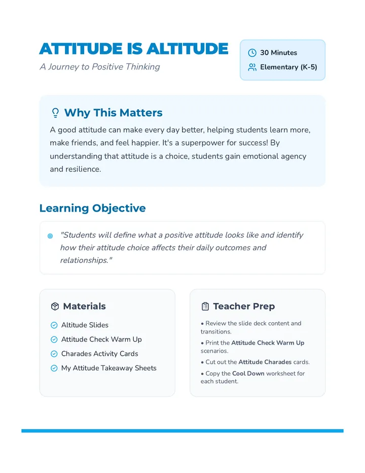 Attitude is Altitude Lesson Plan