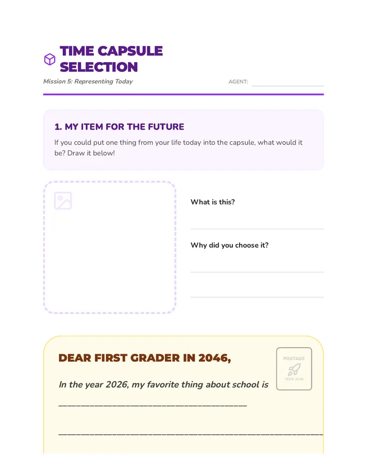 Time Capsule Selection Worksheet