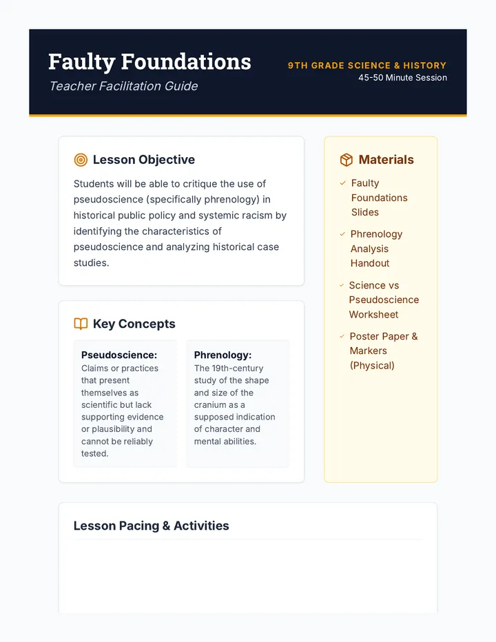 Faulty Foundations Teacher Guide