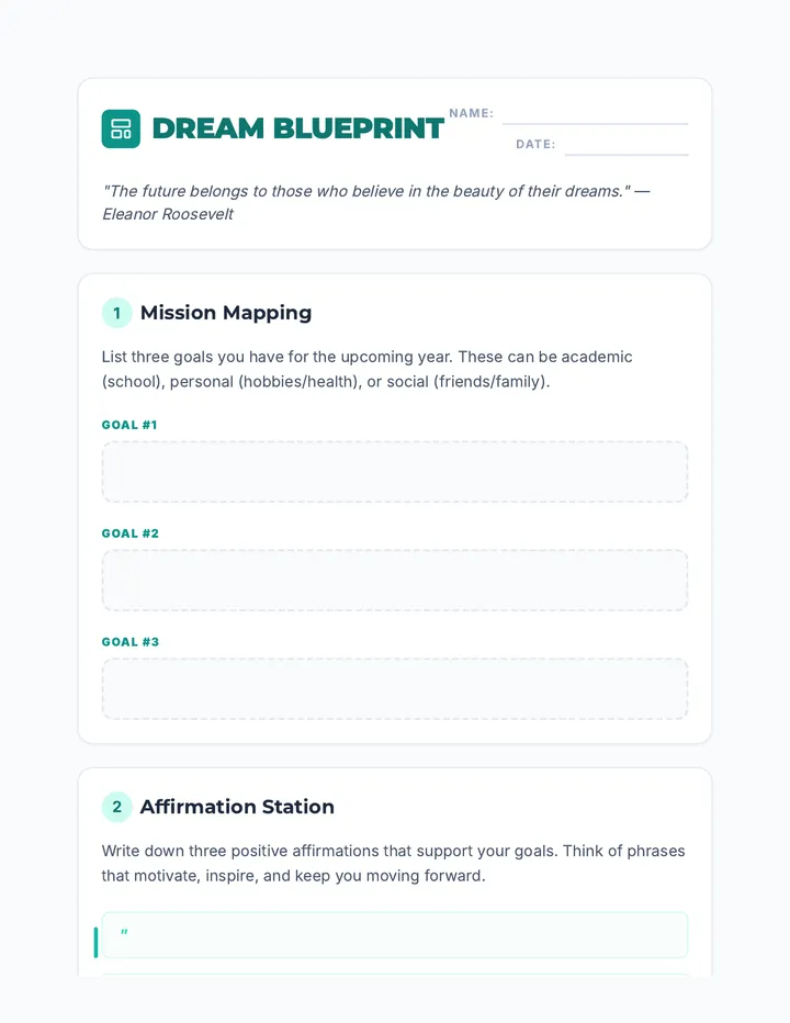 Dream Blueprint Worksheet
