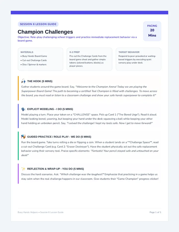 Champion Challenges Lesson Guide