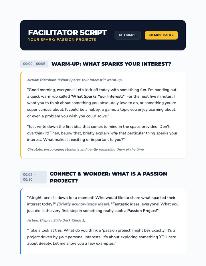 Your Spark Passion Projects Script