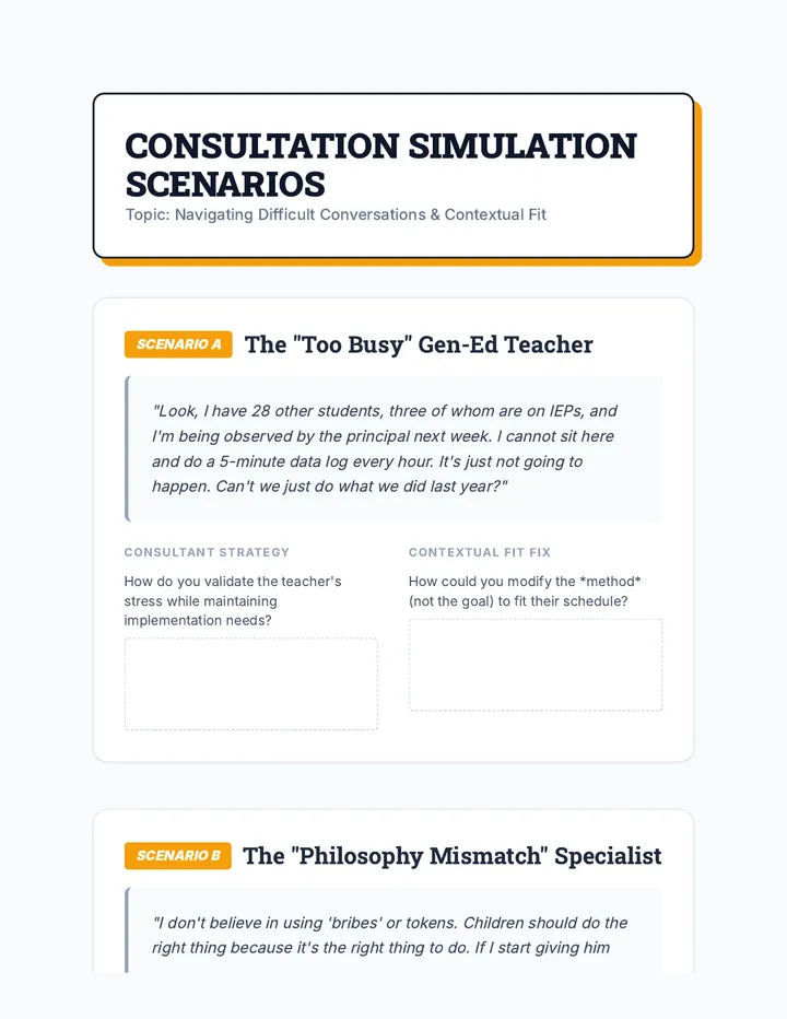 Consultation Role Play Scenarios Worksheet