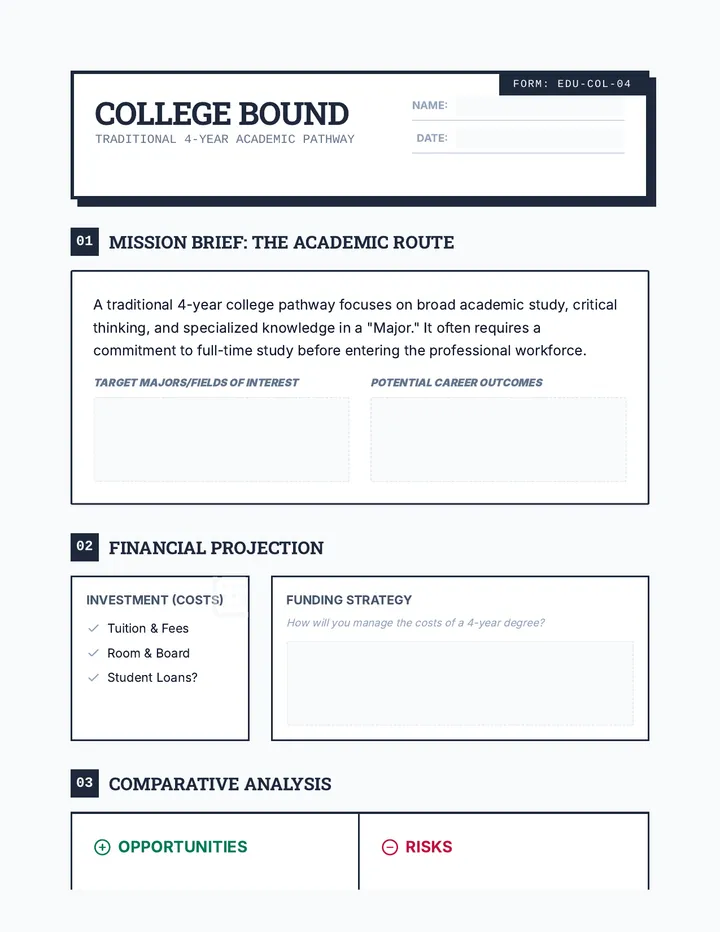College Bound Worksheet