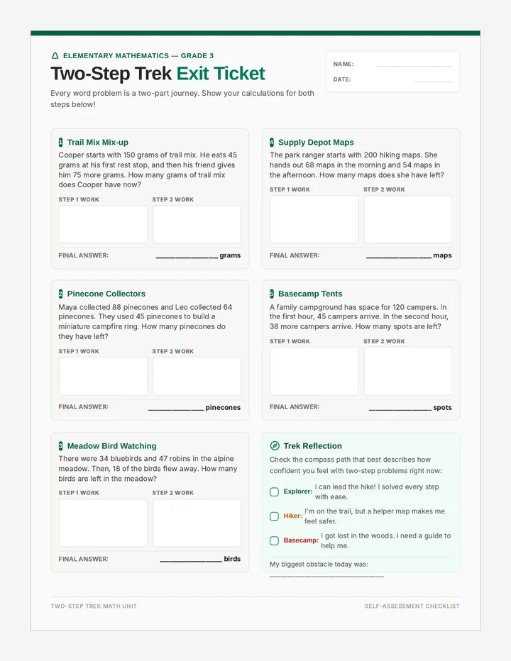 Two Step Trek Exit Ticket
