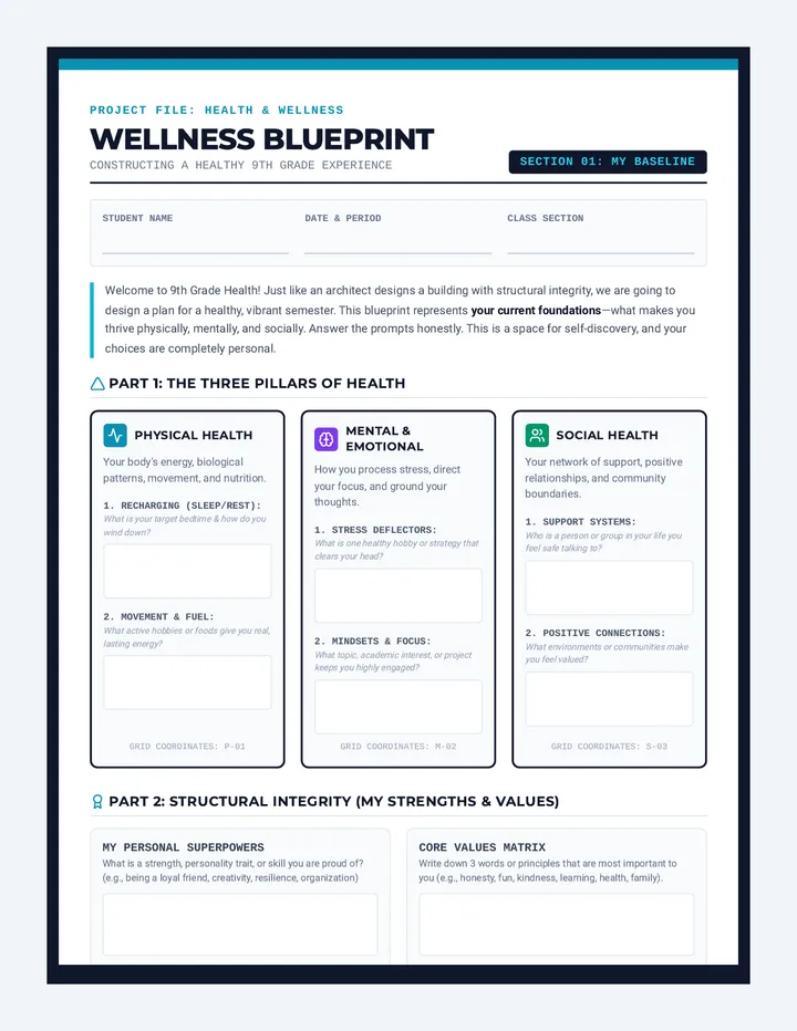 Wellness Blueprint Project Worksheet