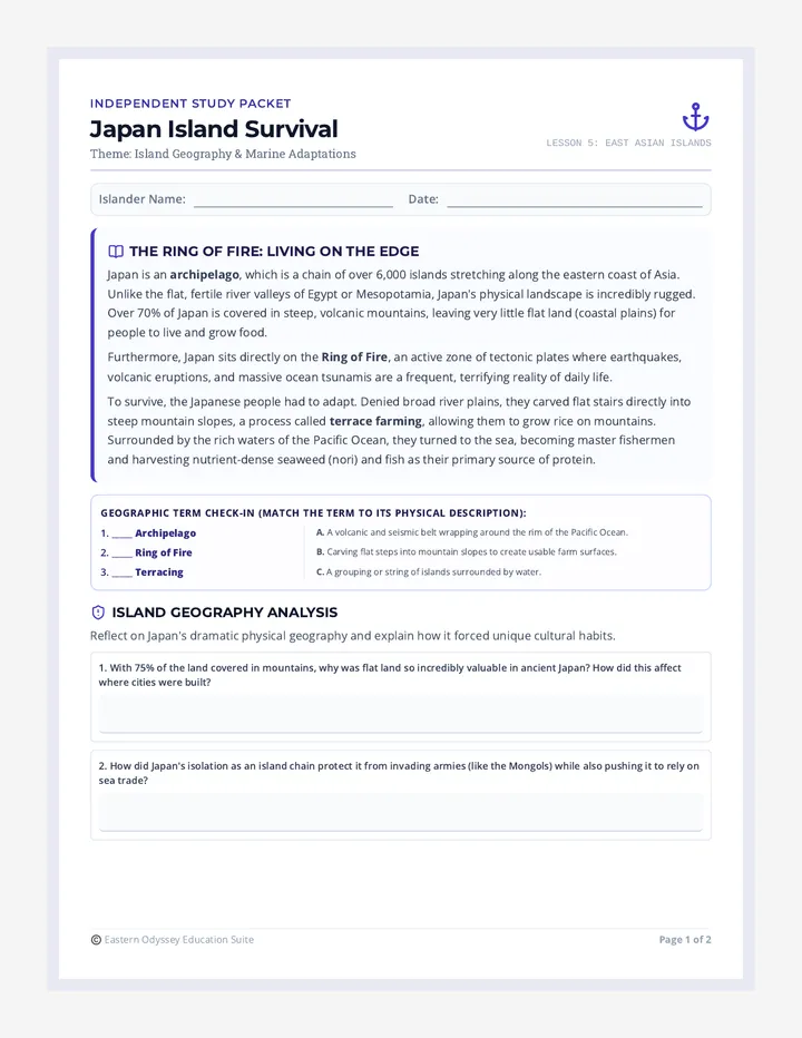 Japan Island Survival Student Packet